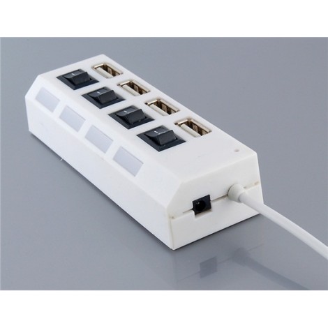 Four Interfaces USB 2.0 Hub with Switch (White)