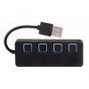 4-Ports Key Design High-Speed 480 MBPS USB 2.0 HUB (Black)