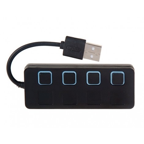 4-Ports Key Design High-Speed 480 MBPS USB 2.0 HUB (Black)
